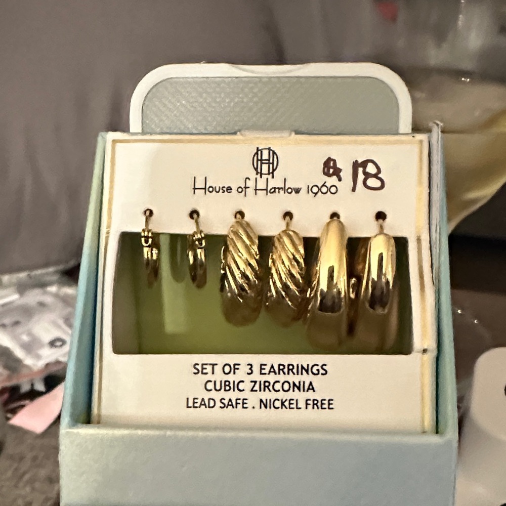 House of Harlow 1960 Gold Hoop Earring Trio